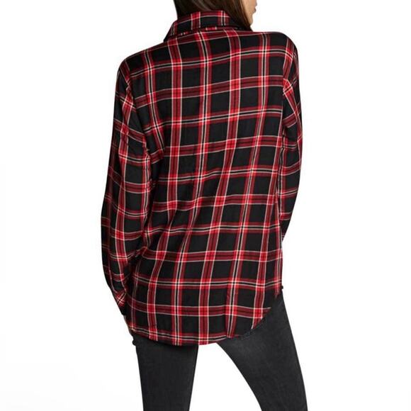 NWOT Sanctuary Boyfriend For Life After Hours Plaid Flannel Button Down Shirt XS - Picture 3 of 15